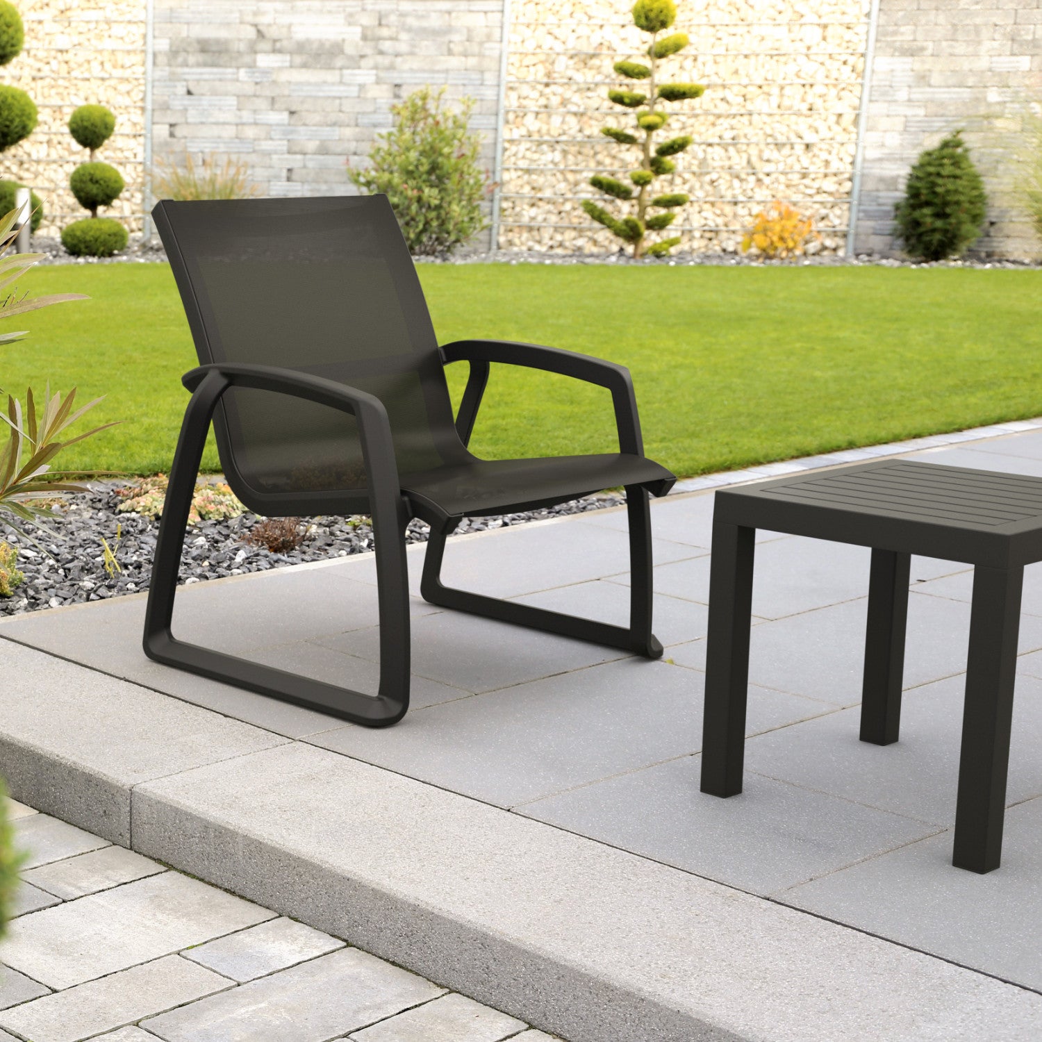 Compamia Pacific Club Arm Chair in Black/Dark Gray/Taupe/White Frame- Set of two