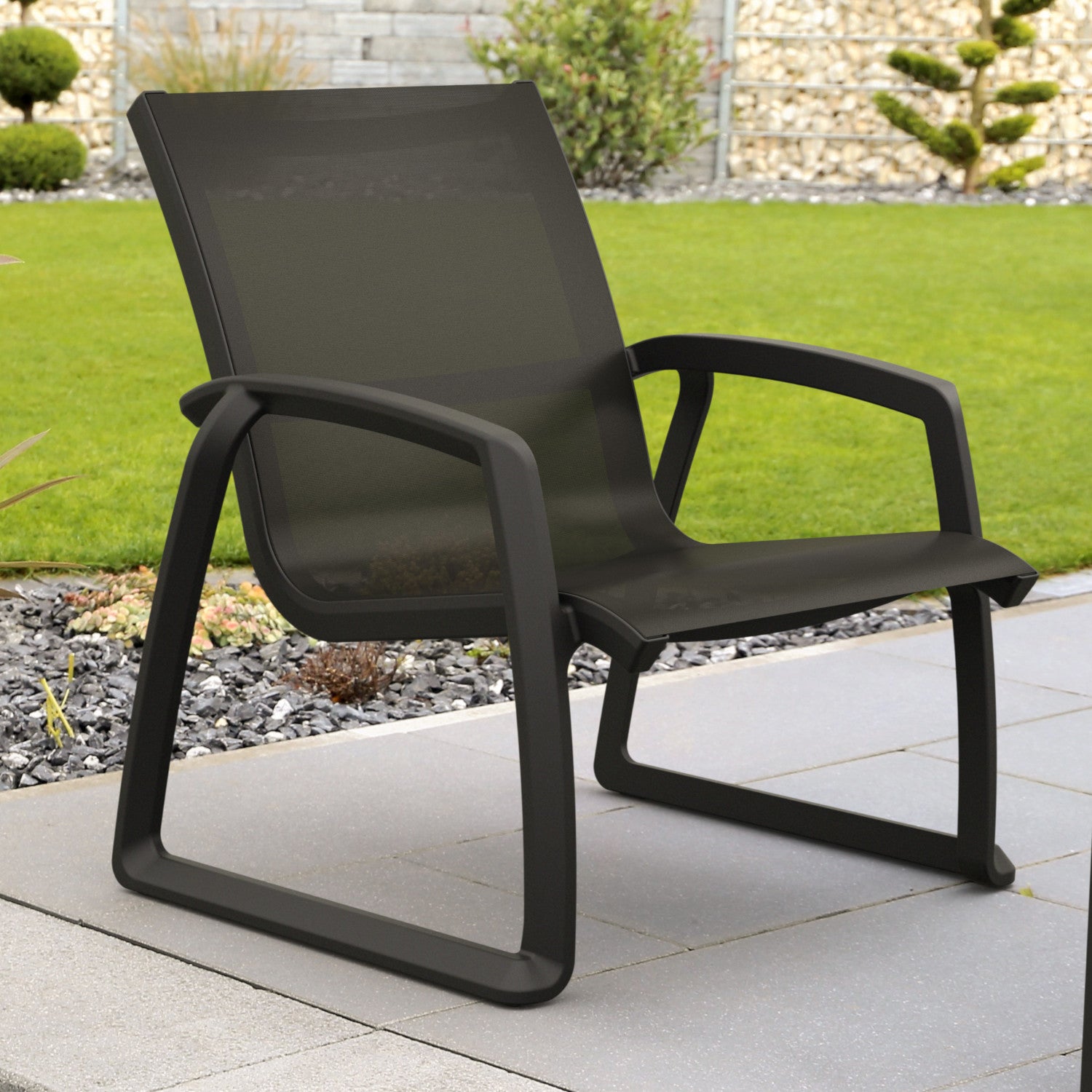 Compamia Pacific Club Arm Chair in Black/Dark Gray/Taupe/White Frame- Set of two