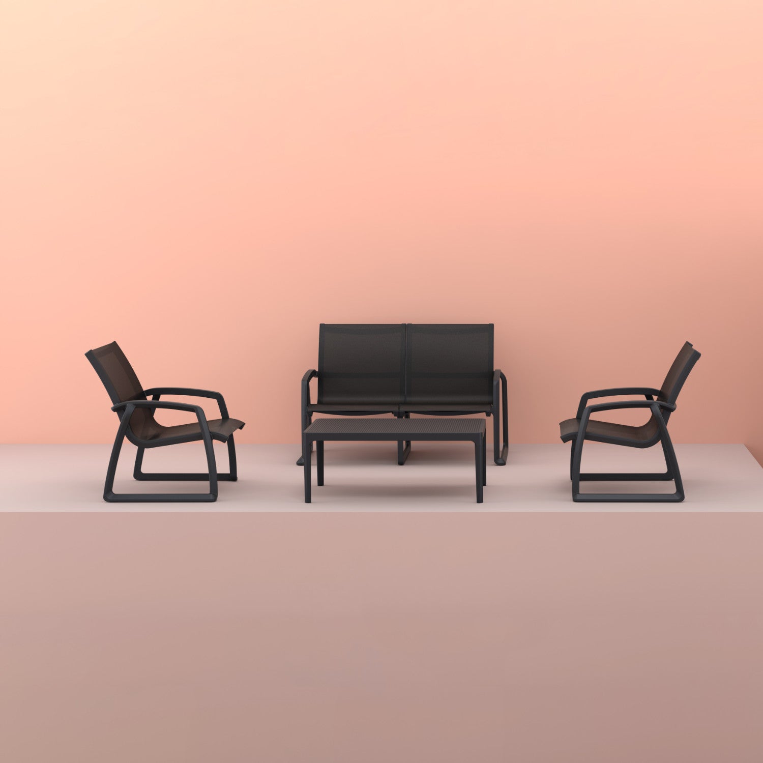 Compamia Pacific Club Arm Chair in Black/Dark Gray/Taupe/White Frame- Set of two