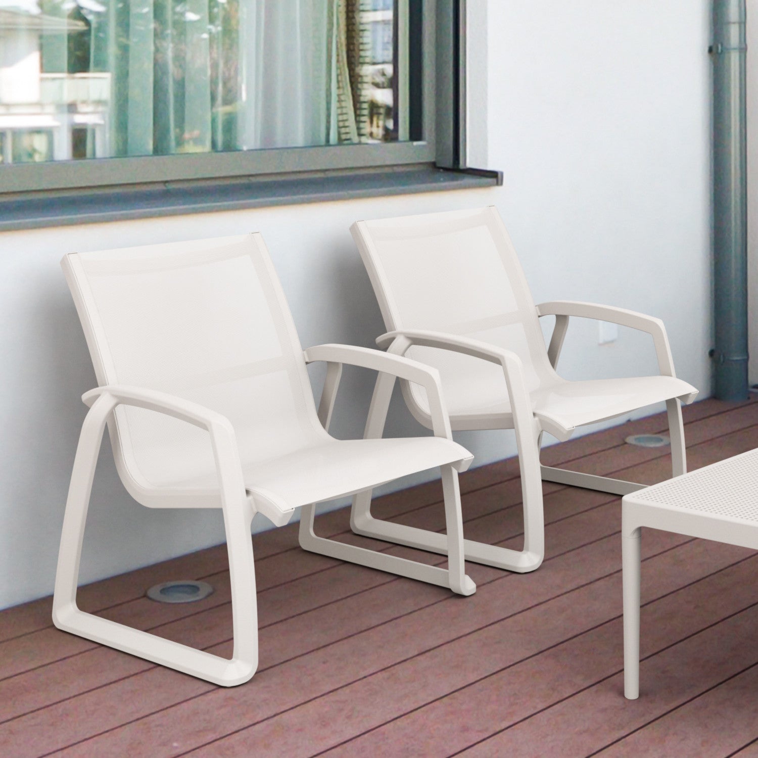 Compamia Pacific Club Arm Chair in Black/Dark Gray/Taupe/White Frame- Set of two