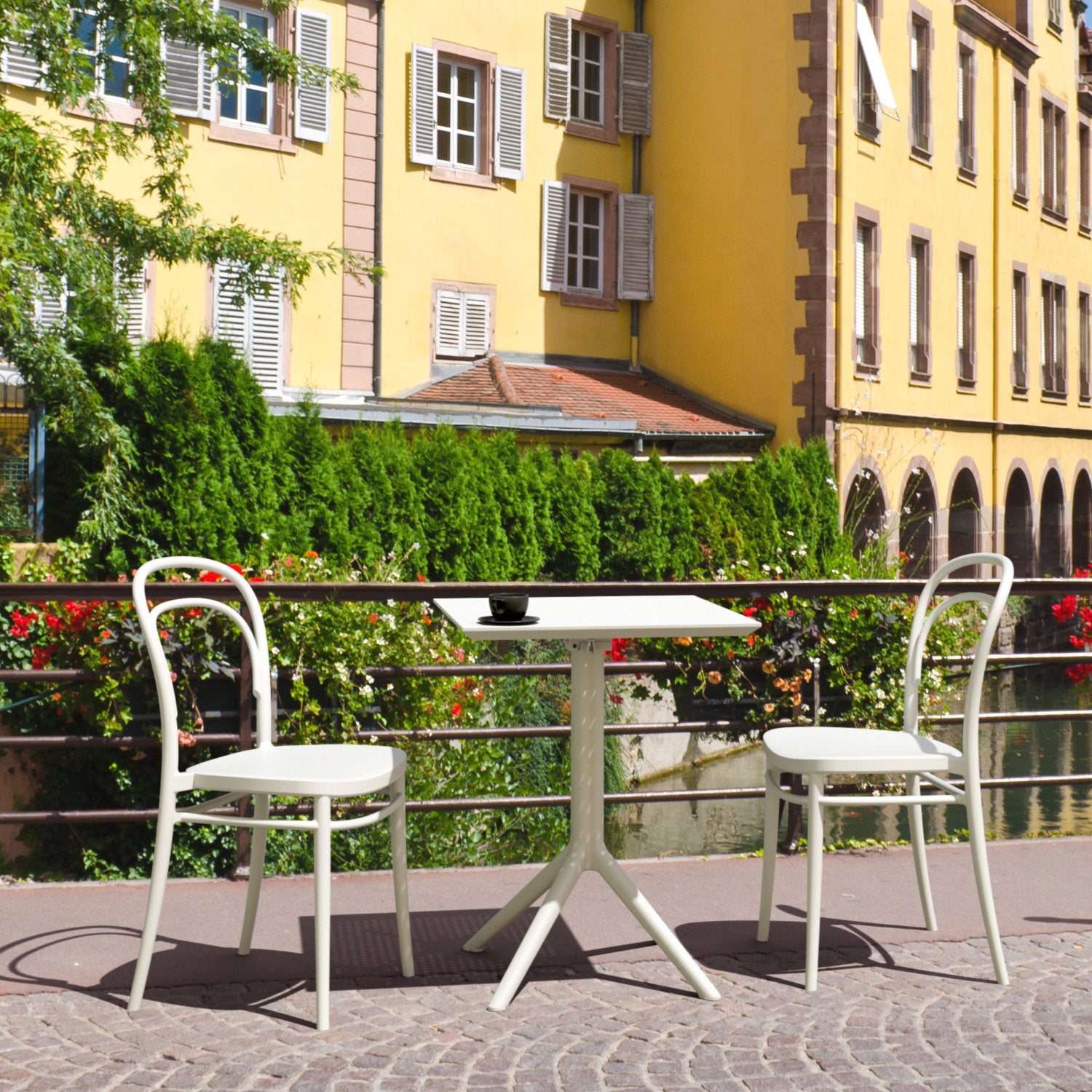Compamia Marie Resin Outdoor Chair Black/Olive Green/White - Set of 2