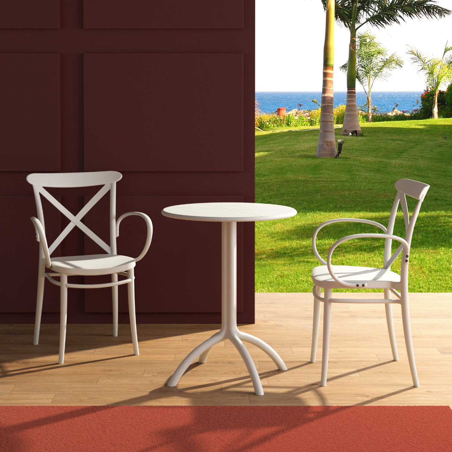 Compamia Cross XL Resin Outdoor Chair Black/Dark Gray/Taupe/Olive Green/White - Set of 2