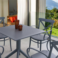 Compamia Cross XL Patio Dining Set with 4 Chairs Black/Dark Gray/Taupe/White/Olive Green