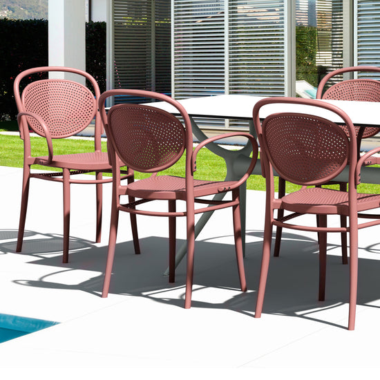Compamia Marcel XL Resin Outdoor Arm Chair Marsala - Set of 2