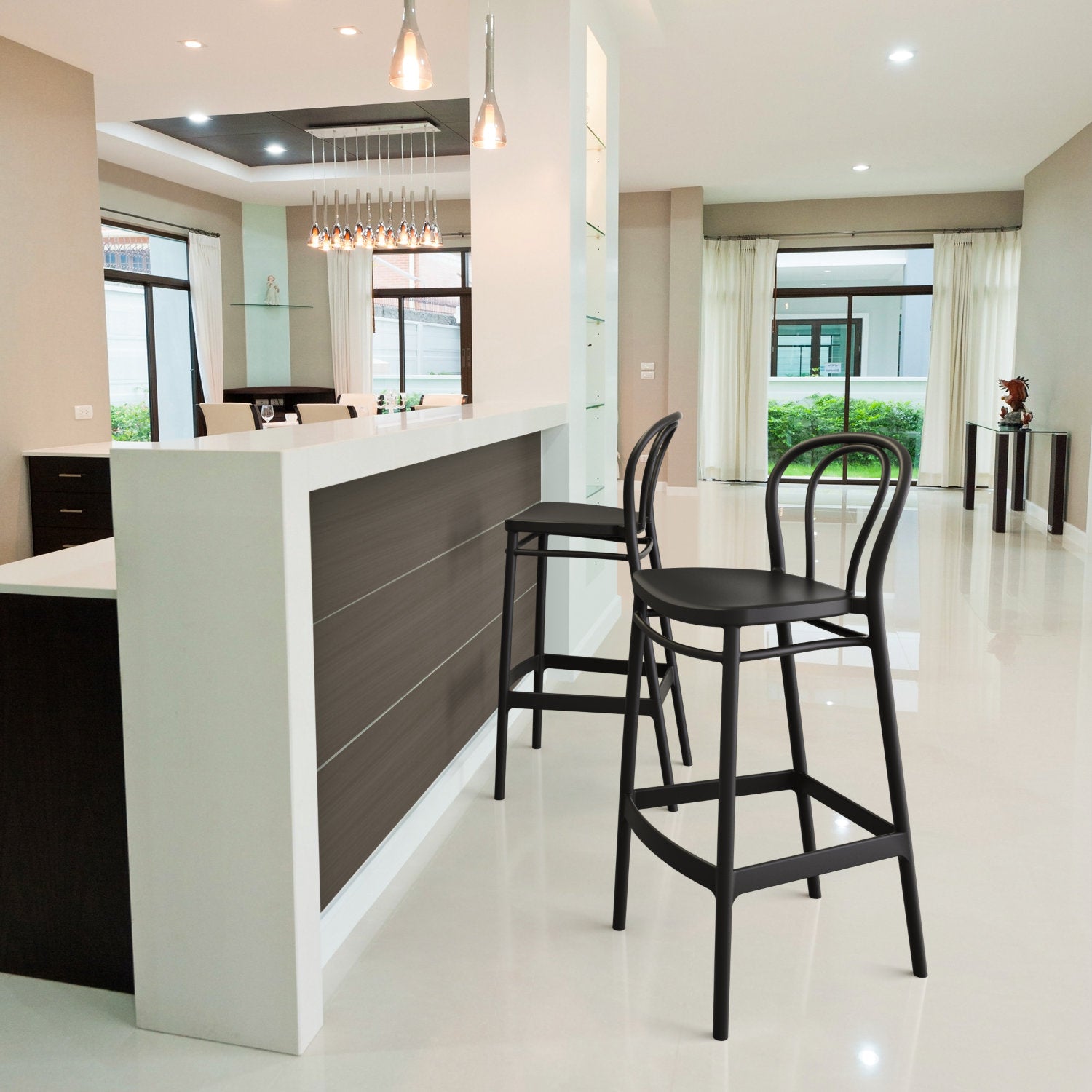 Compamia Victor Bar Stool Black/Dark Gray/Taupe/Olive Green/White - Set of 2