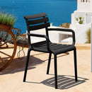 Compamia Paris Resin Outdoor Arm Chair In Black/Dark Gray/Taupe/Marsala/Olive Green/White - Set of 2