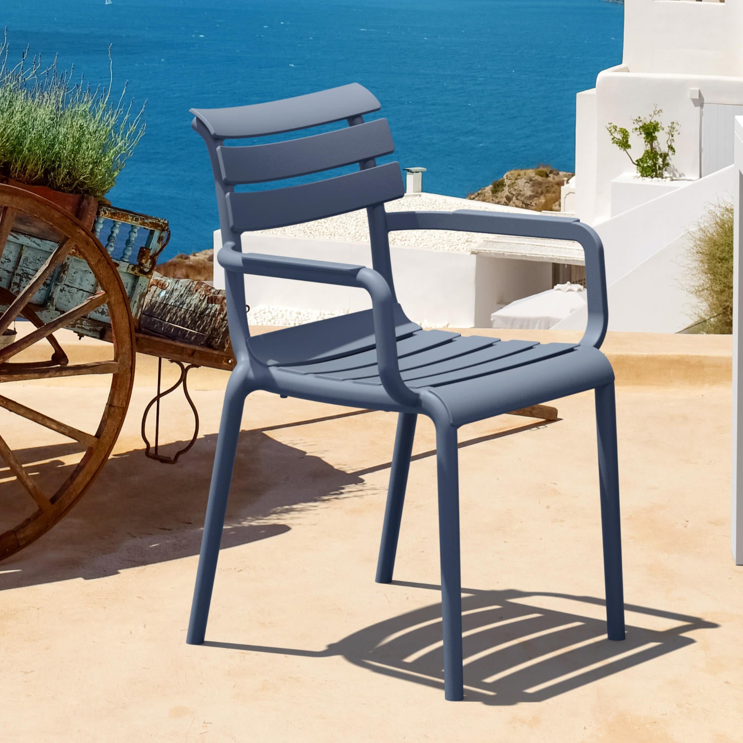 Compamia Paris Resin Outdoor Arm Chair In Black/Dark Gray/Taupe/Marsala/Olive Green/White - Set of 2