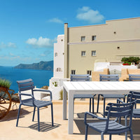 Compamia Paris Resin Outdoor Arm Chair In Black/Dark Gray/Taupe/Marsala/Olive Green/White - Set of 2