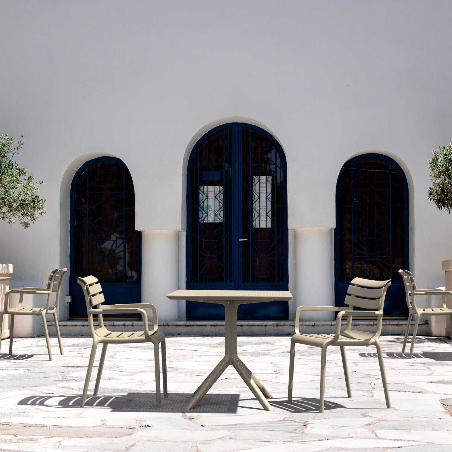 Compamia Paris Resin Outdoor Arm Chair In Black/Dark Gray/Taupe/Marsala/Olive Green/White - Set of 2