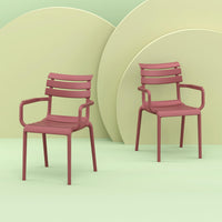 Compamia Paris Resin Outdoor Arm Chair In Black/Dark Gray/Taupe/Marsala/Olive Green/White - Set of 2