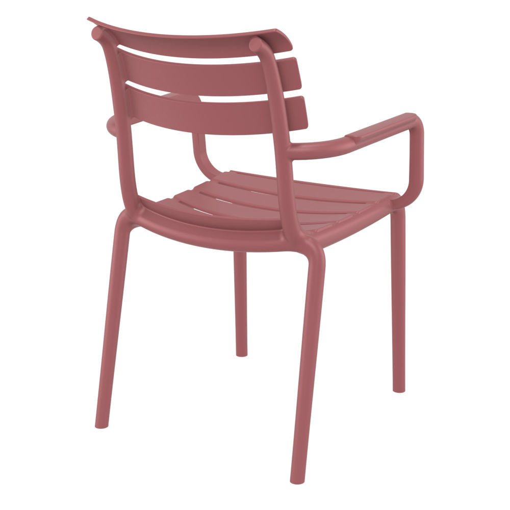 Compamia Paris Resin Outdoor Arm Chair In Black/Dark Gray/Taupe/Marsala/Olive Green/White - Set of 2