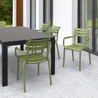 Compamia Paris Resin Outdoor Arm Chair In Black/Dark Gray/Taupe/Marsala/Olive Green/White - Set of 2