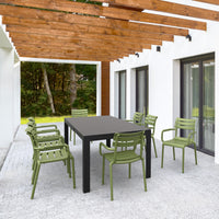 Compamia Paris Resin Outdoor Arm Chair In Black/Dark Gray/Taupe/Marsala/Olive Green/White - Set of 2