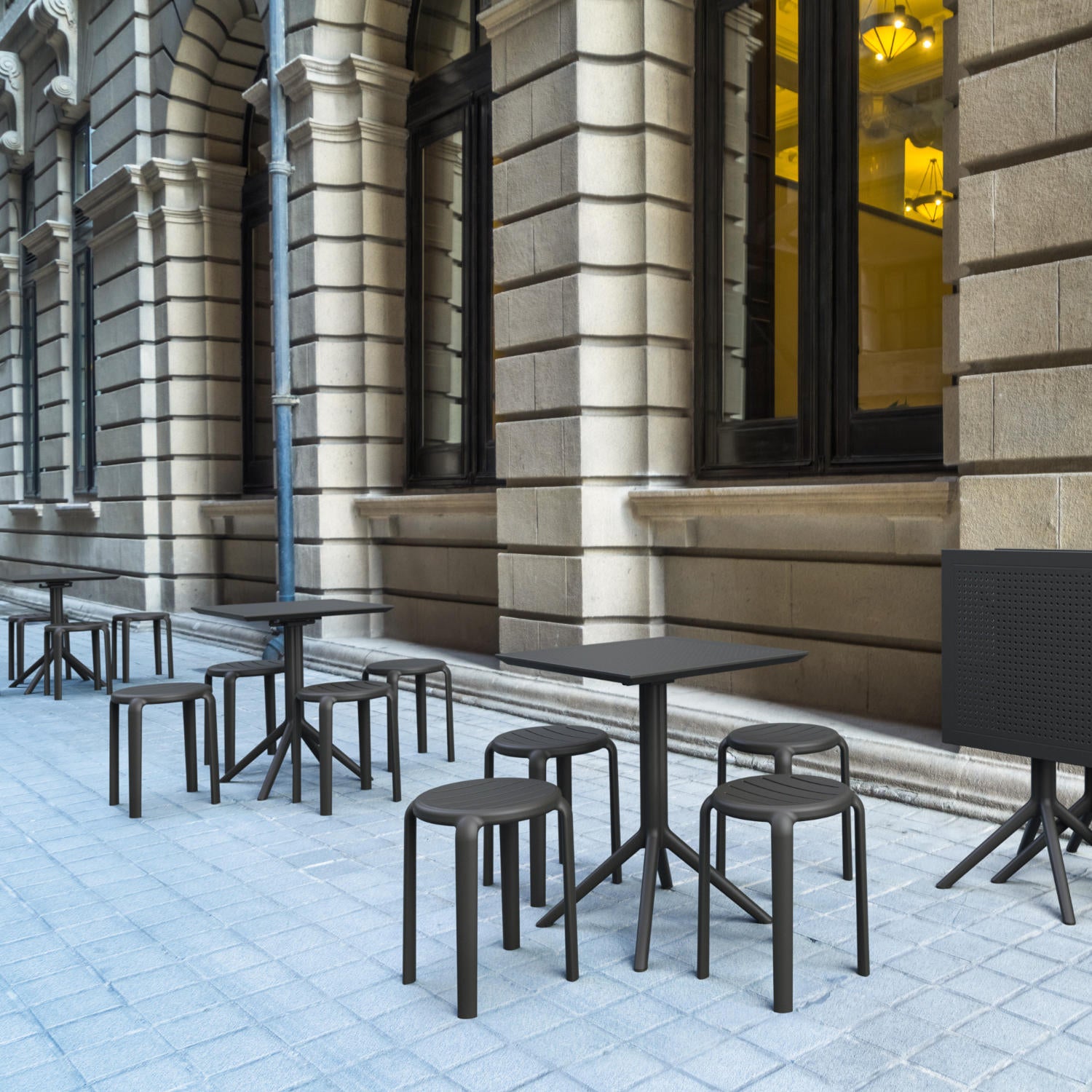 Compamia Tom Resin Dining Stool in Black/Dark Gray/Taupe/Marsala/Olive Green/White - Set of 2