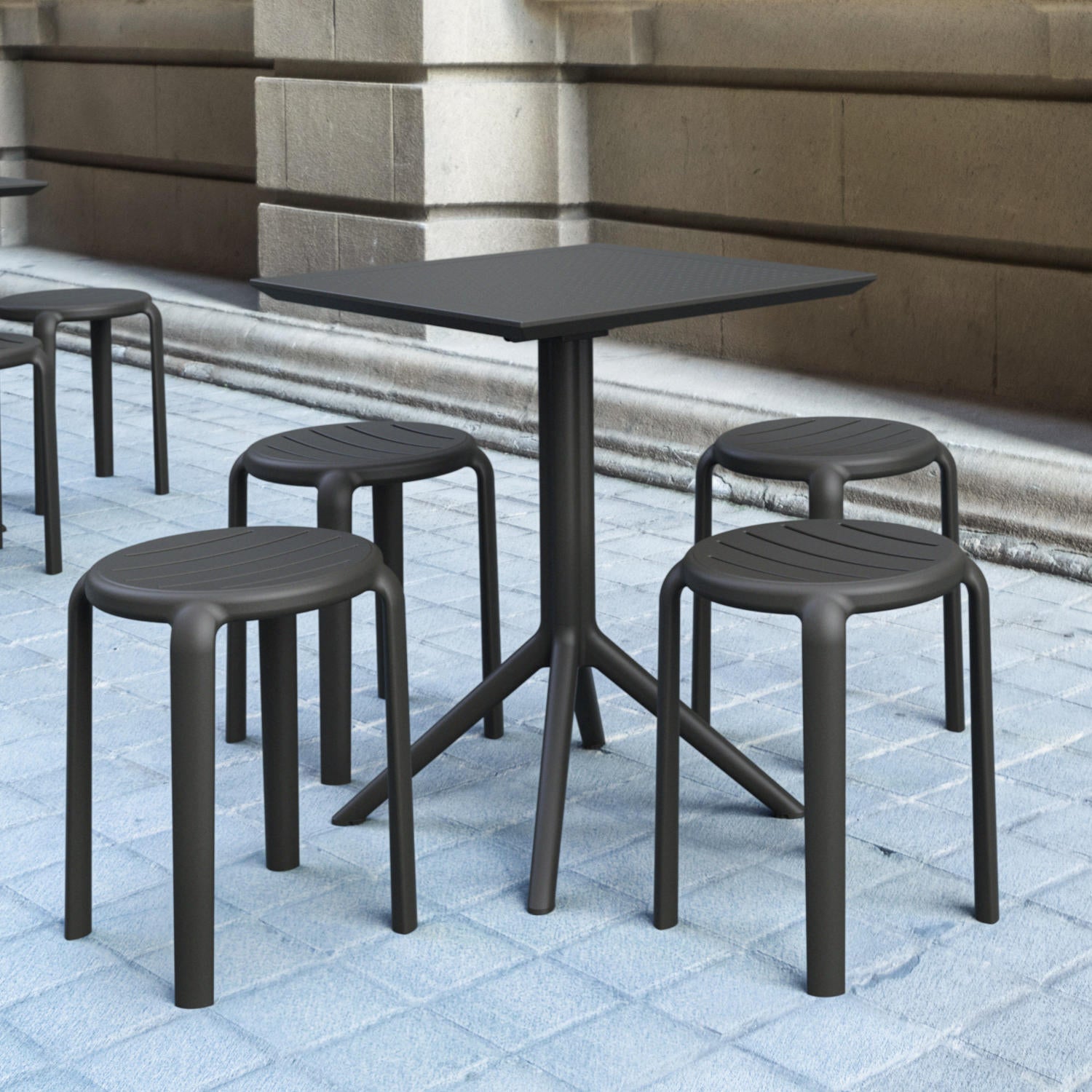 Compamia Tom Resin Dining Stool in Black/Dark Gray/Taupe/Marsala/Olive Green/White - Set of 2