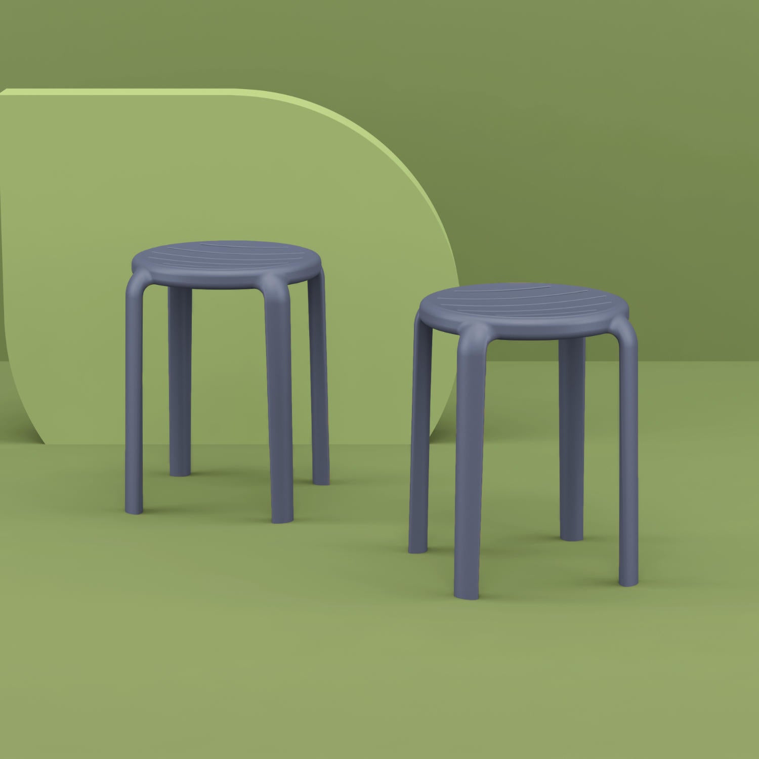 Compamia Tom Resin Dining Stool in Black/Dark Gray/Taupe/Marsala/Olive Green/White - Set of 2