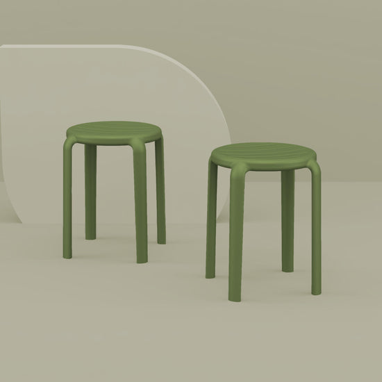 Compamia Tom Resin Dining Stool in Black/Dark Gray/Taupe/Marsala/Olive Green/White - Set of 2