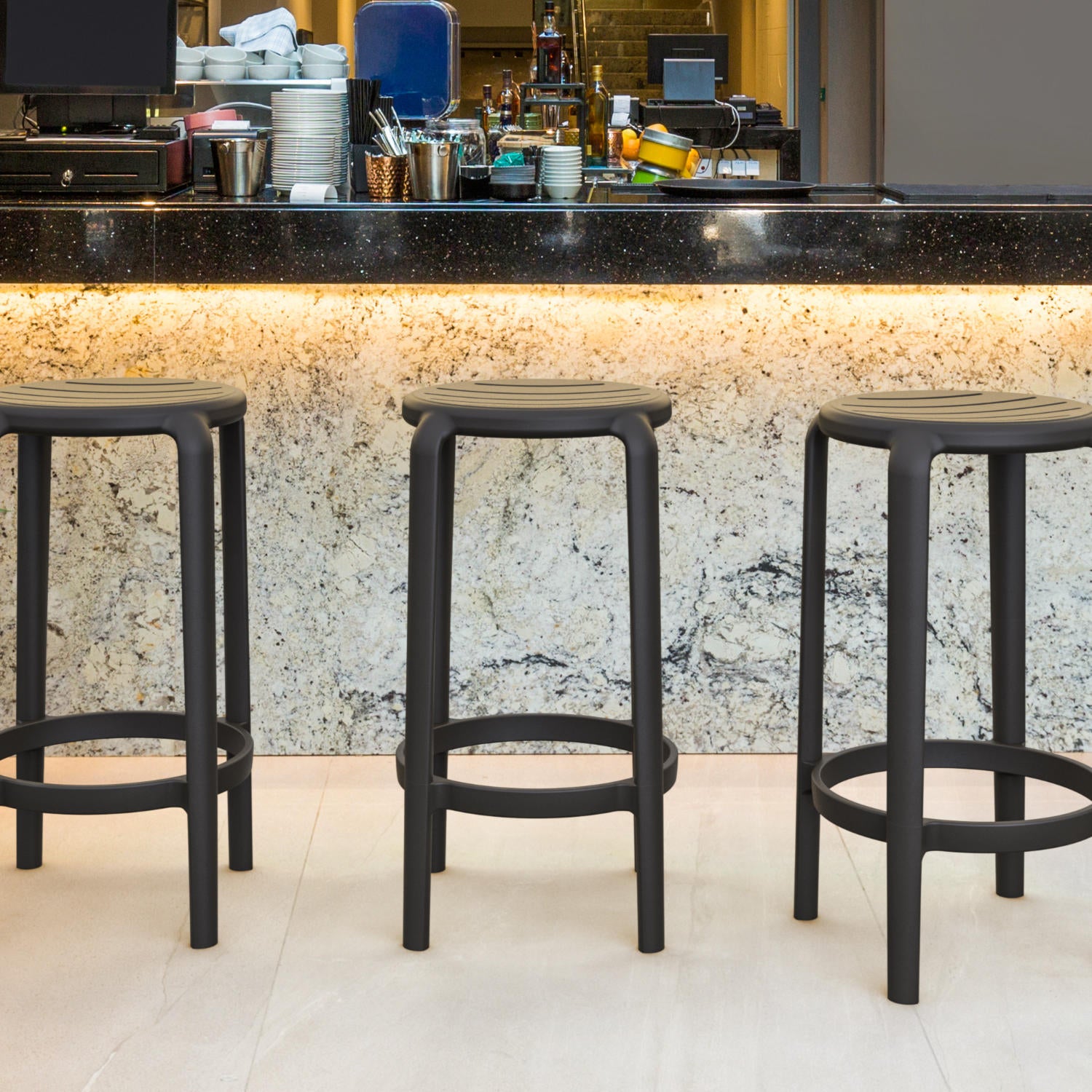 Compamia Tom Resin Counter Stool in Black/Dark Gray/Taupe/Marsala/Olive Green/White - Set of 2