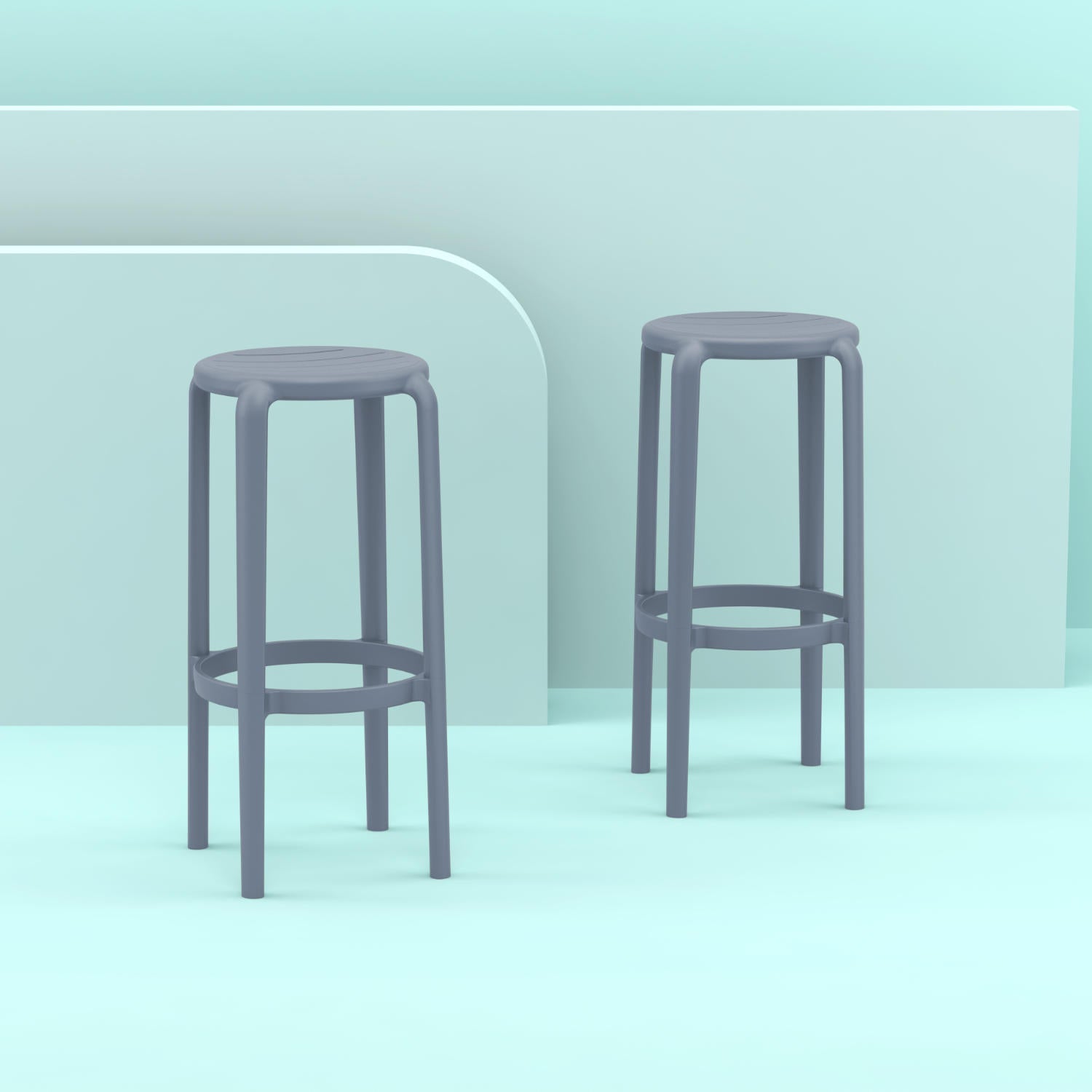Compamia Tom Resin Bar Stool in Black/Dark Gray/Taupe/Marsala/Olive Green/White - Set of 2
