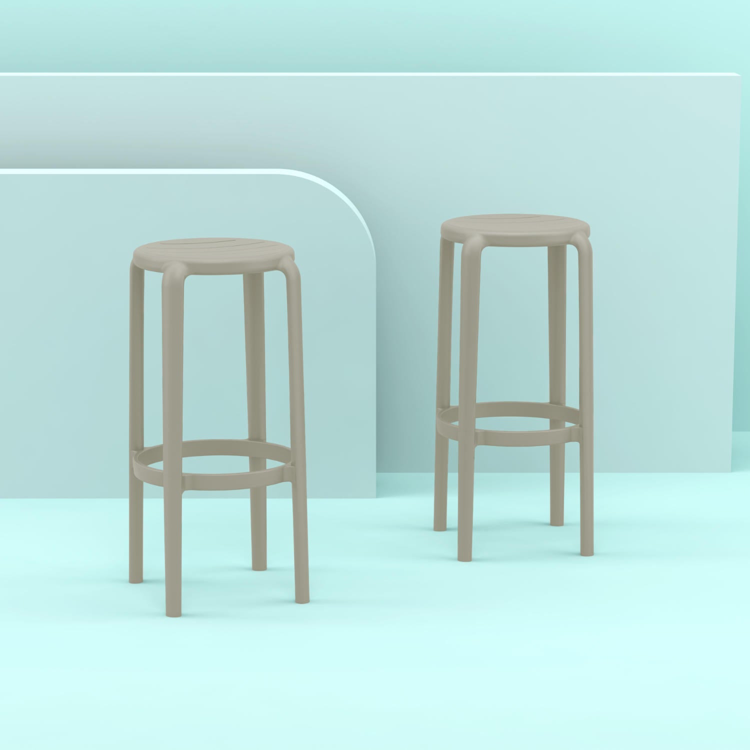 Compamia Tom Resin Bar Stool in Black/Dark Gray/Taupe/Marsala/Olive Green/White - Set of 2