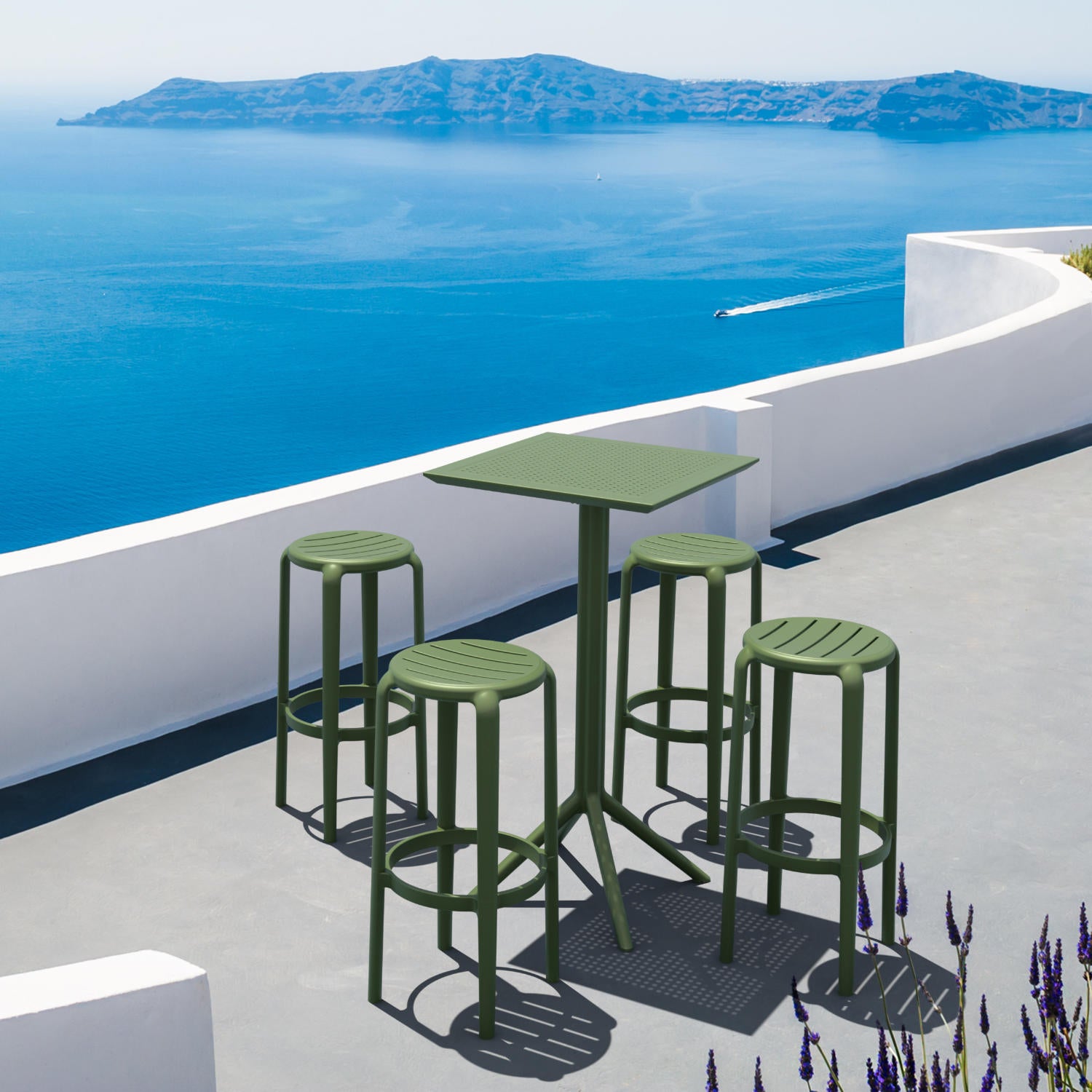 Compamia Tom Resin Bar Stool in Black/Dark Gray/Taupe/Marsala/Olive Green/White - Set of 2