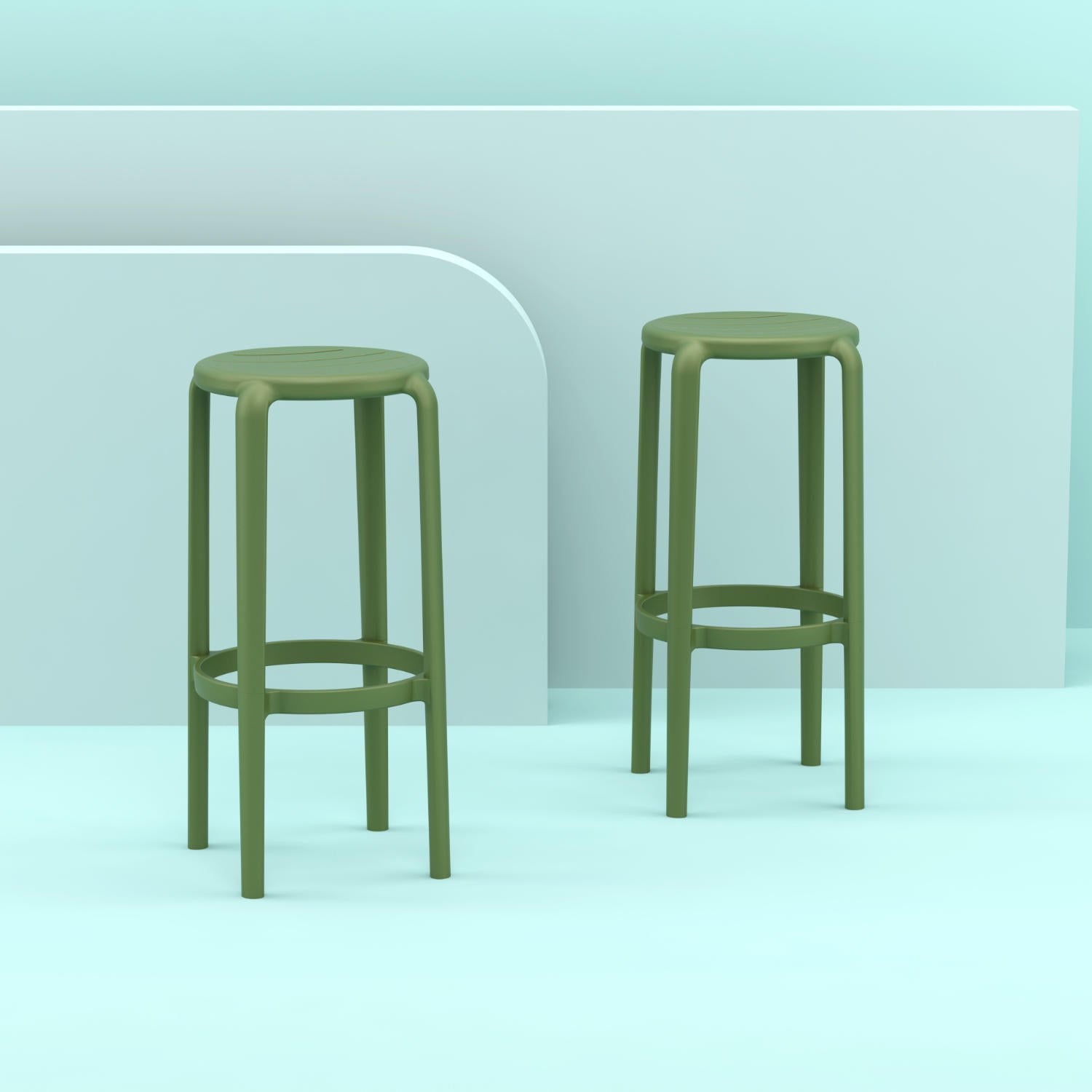 Compamia Tom Resin Bar Stool in Black/Dark Gray/Taupe/Marsala/Olive Green/White - Set of 2