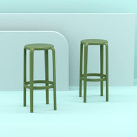 Compamia Tom Resin Bar Stool in Black/Dark Gray/Taupe/Marsala/Olive Green/White - Set of 2