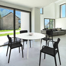 Compamia Lisa Round Dining Set with 47 inch White Table and Black/Dark Gray/Taupe/Olive Green/Red/White Armcairs