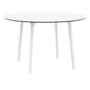 Compamia Lisa Round Dining Set with 47 inch White Table and Black/Dark Gray/Taupe/Olive Green/Red/White Armcairs