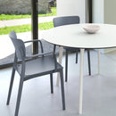 Compamia Lisa Round Dining Set with 47 inch White Table and Black/Dark Gray/Taupe/Olive Green/Red/White Armcairs