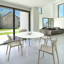 Compamia Lisa Round Dining Set with 47 inch White Table and Black/Dark Gray/Taupe/Olive Green/Red/White Armcairs