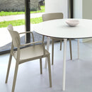 Compamia Lisa Round Dining Set with 47 inch White Table and Black/Dark Gray/Taupe/Olive Green/Red/White Armcairs