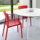 Compamia Lisa Round Dining Set with 47 inch White Table and Black/Dark Gray/Taupe/Olive Green/Red/White Armcairs
