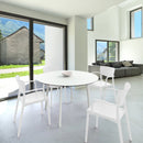 Compamia Lisa Round Dining Set with 47 inch White Table and Black/Dark Gray/Taupe/Olive Green/Red/White Armcairs
