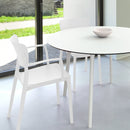 Compamia Lisa Round Dining Set with 47 inch White Table and Black/Dark Gray/Taupe/Olive Green/Red/White Armcairs