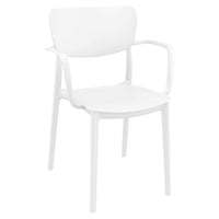 Compamia Lisa Round Dining Set with 47 inch White Table and Black/Dark Gray/Taupe/Olive Green/Red/White Armcairs