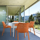Compamia Air Maya Square Dining Set with White Table and 4 Black/Dark Gray/Taupe/Orange/Red/Tropical Green/White/Yellow Chairs