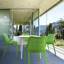 Compamia Air Maya Square Dining Set with White Table and 4 Black/Dark Gray/Taupe/Orange/Red/Tropical Green/White/Yellow Chairs