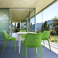 Compamia Air Maya Square Dining Set with White Table and 4 Black/Dark Gray/Taupe/Orange/Red/Tropical Green/White/Yellow Chairs