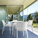 Compamia Air Maya Square Dining Set with White Table and 4 Black/Dark Gray/Taupe/Orange/Red/Tropical Green/White/Yellow Chairs