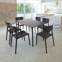 Compamia Maya 55 inch Outdoor Rectangle Dining Table in Black/White