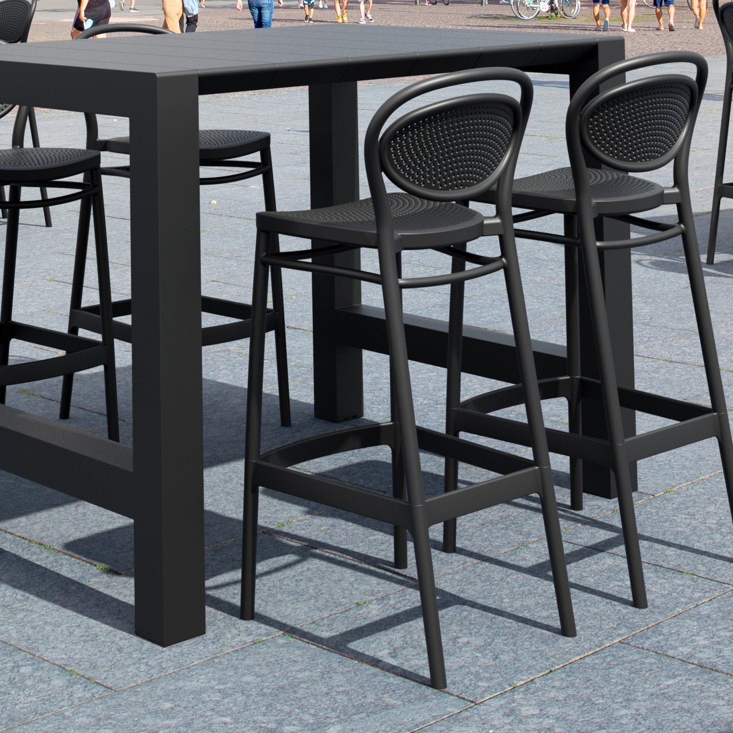 Compamia Vegas Marcel 5 pc Bar Set with 39 inch to 55 inch Extendable in Black/Dark Gray/Taupe/White