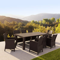 Compamia California 9-Piece Extendable Dining Set with Sunbrella Natural Seat Cushions