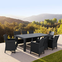 Compamia California 9-Piece Extendable Dining Set with Sunbrella Natural Seat Cushions