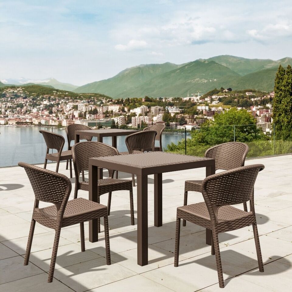 Compamia Daytona Wickerlook Square Dining Set 5 Piece with Side Chairs
