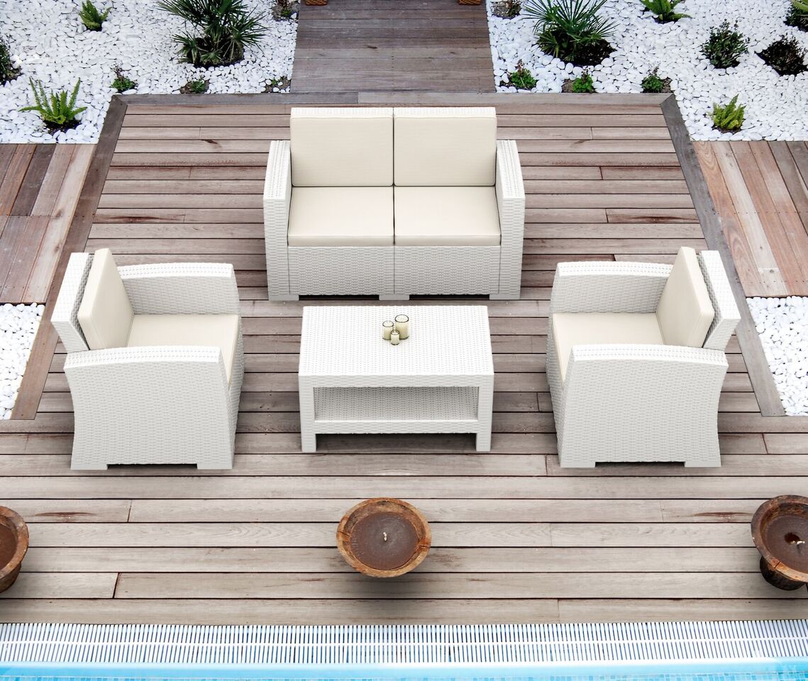 Compamia Monaco Resin Patio Loveseat with Cushion