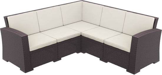 Compamia Monaco Resin Patio Sectional 5 piece Brown with Cushion