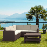 Compamia Monaco Resin Patio Sectional 5 piece Brown with Cushion