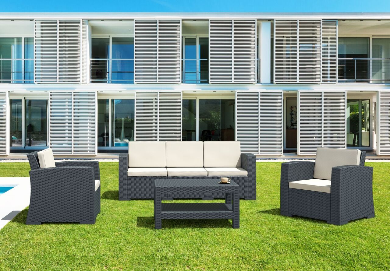 Compamia Monaco Resin Patio Seating 4 piece with Cushion