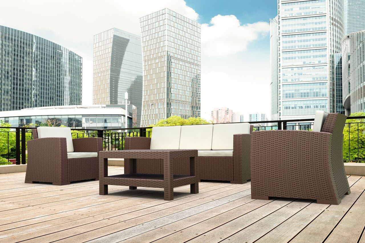 Compamia Monaco Resin Patio Seating 4 piece with Cushion